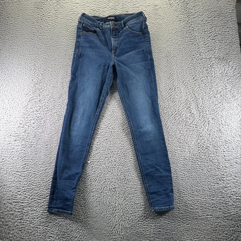 Express Jeans Women 2 Blue Cotton Denim Jegging Ankle High Rise Workwear Stretch